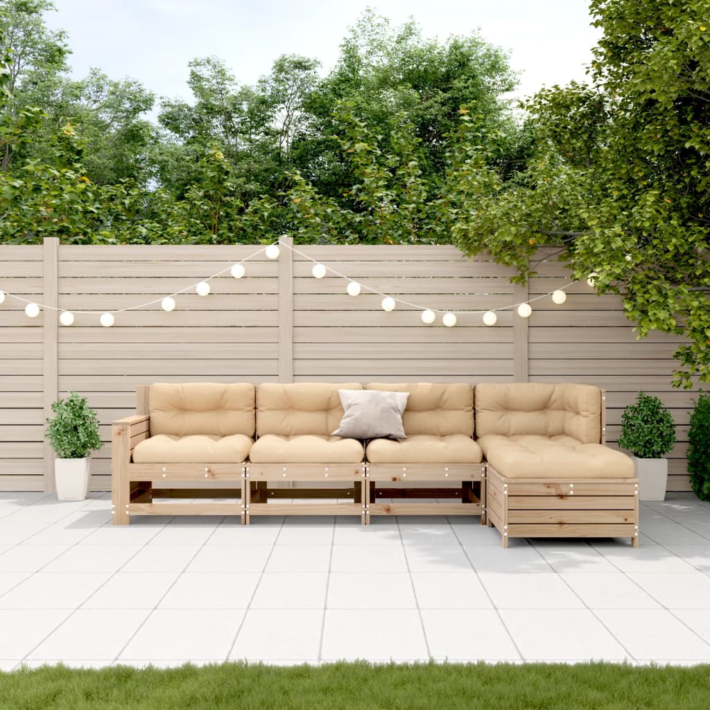 5-delige Loungeset met kussens massief grenenhout is nu te koop bij PeponiXL, paradijselijk wonen!