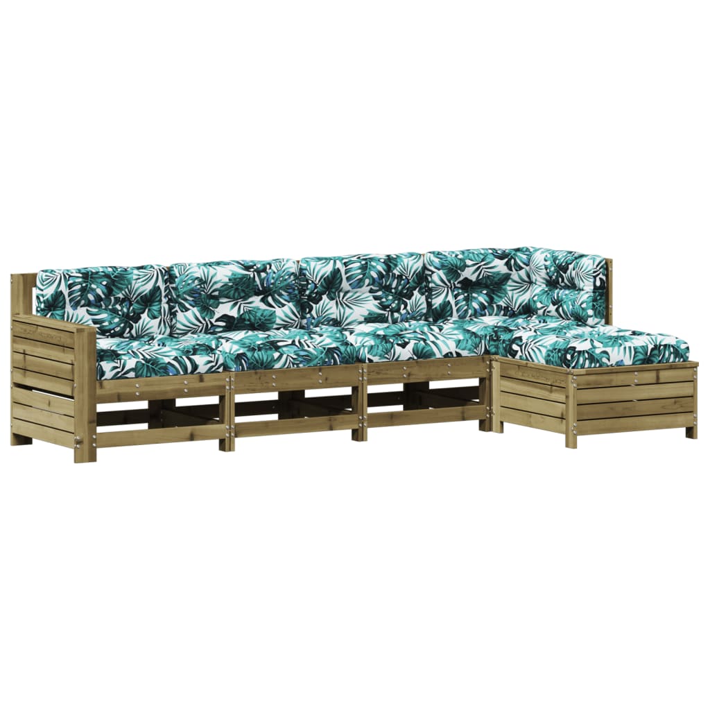 5-delige Loungeset met kussens geïmpregneerd grenenhout is nu te koop bij PeponiXL, paradijselijk wonen!