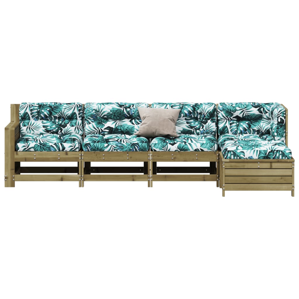 5-delige Loungeset met kussens geïmpregneerd grenenhout is nu te koop bij PeponiXL, paradijselijk wonen!