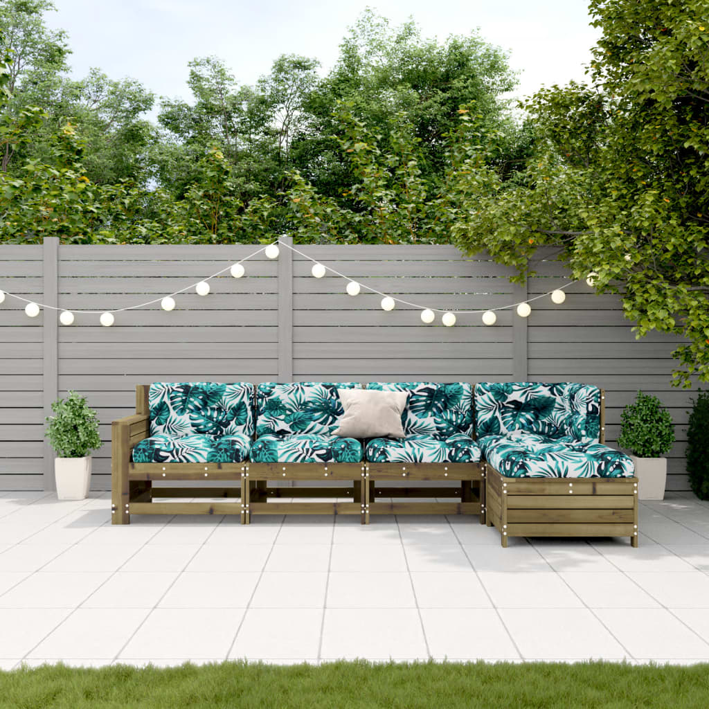 5-delige Loungeset met kussens geïmpregneerd grenenhout is nu te koop bij PeponiXL, paradijselijk wonen!