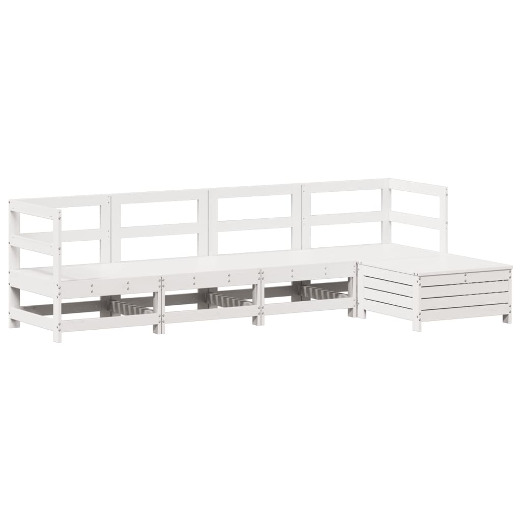 5-delige Loungeset massief grenenhout wit is nu te koop bij PeponiXL, paradijselijk wonen!