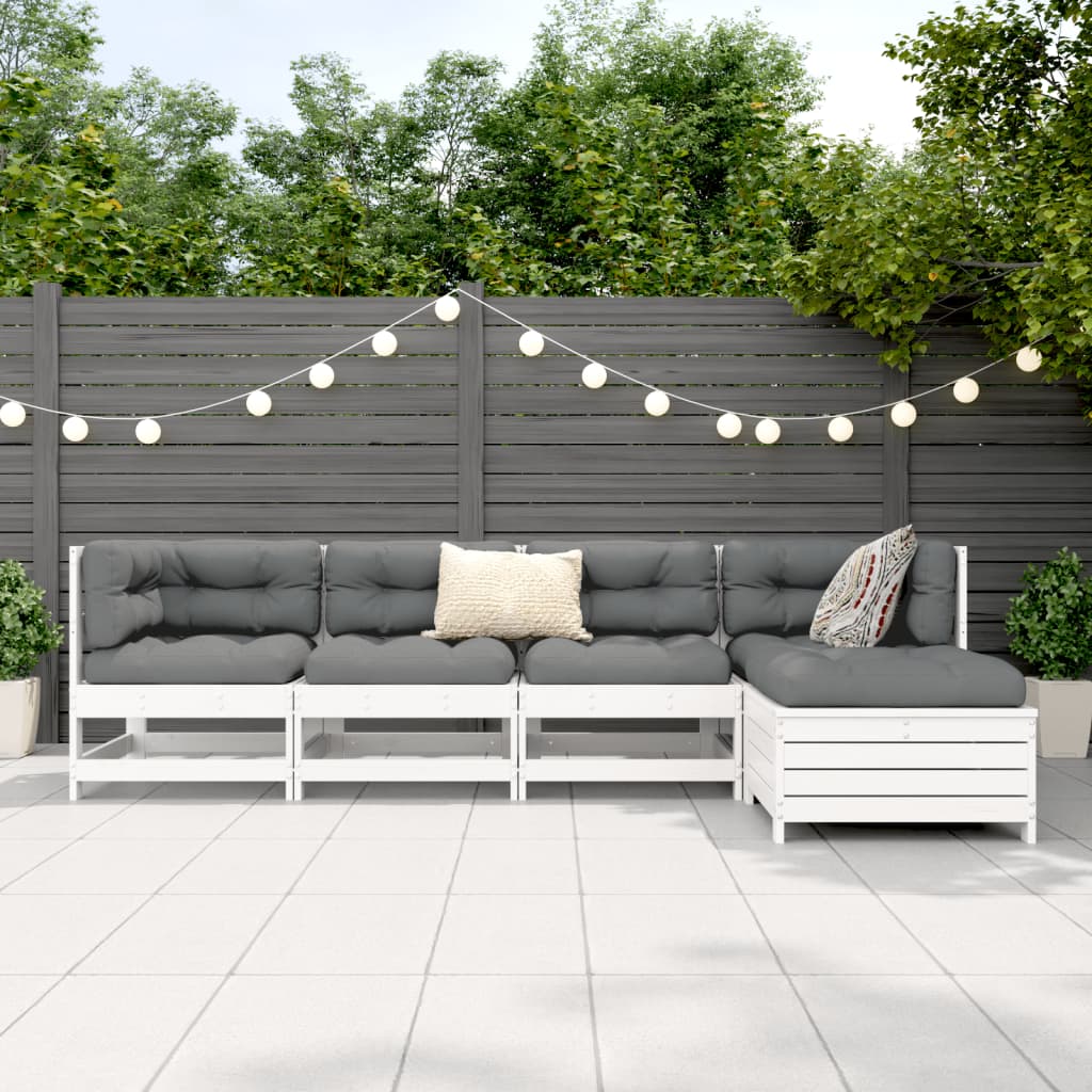 5-delige Loungeset massief grenenhout wit is nu te koop bij PeponiXL, paradijselijk wonen!