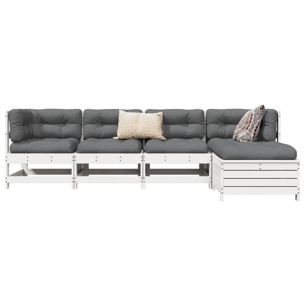5-delige Loungeset massief grenenhout wit is nu te koop bij PeponiXL, paradijselijk wonen!