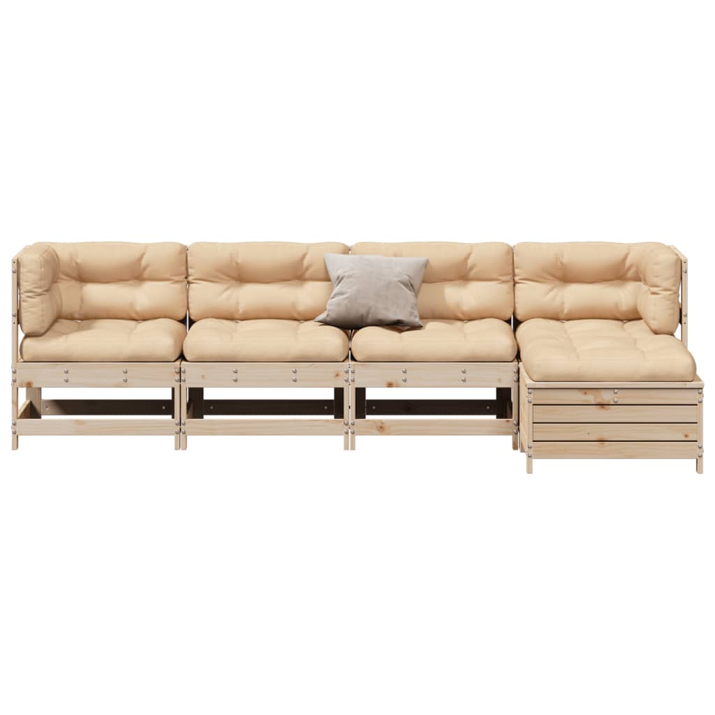 5-delige Loungeset met kussens massief grenenhout is nu te koop bij PeponiXL, paradijselijk wonen!
