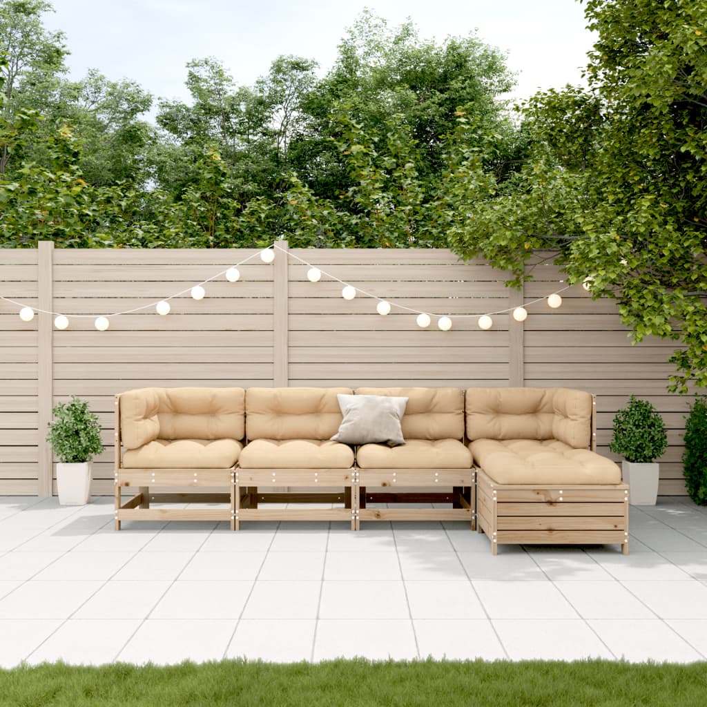 5-delige Loungeset met kussens massief grenenhout is nu te koop bij PeponiXL, paradijselijk wonen!