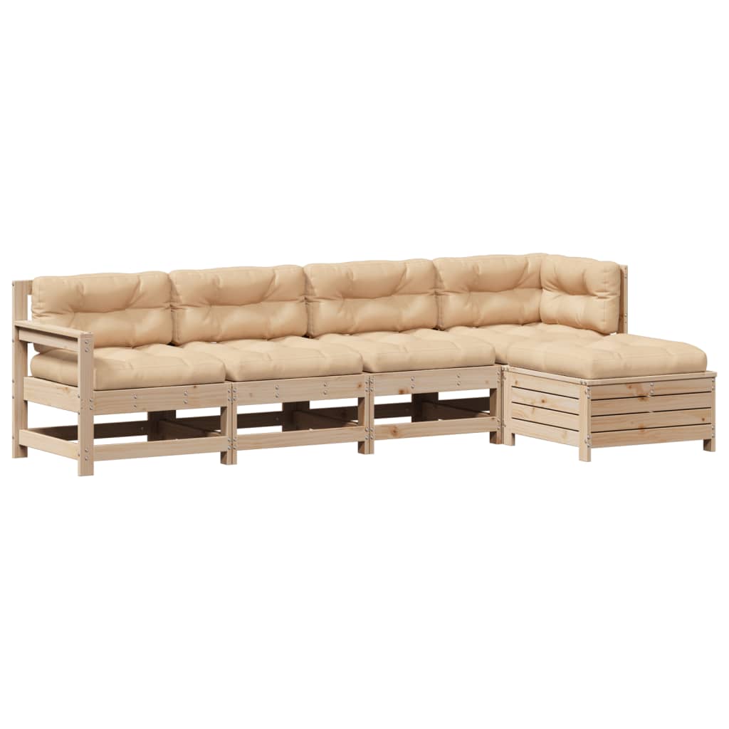 5-delige Loungeset met kussens massief grenenhout is nu te koop bij PeponiXL, paradijselijk wonen!
