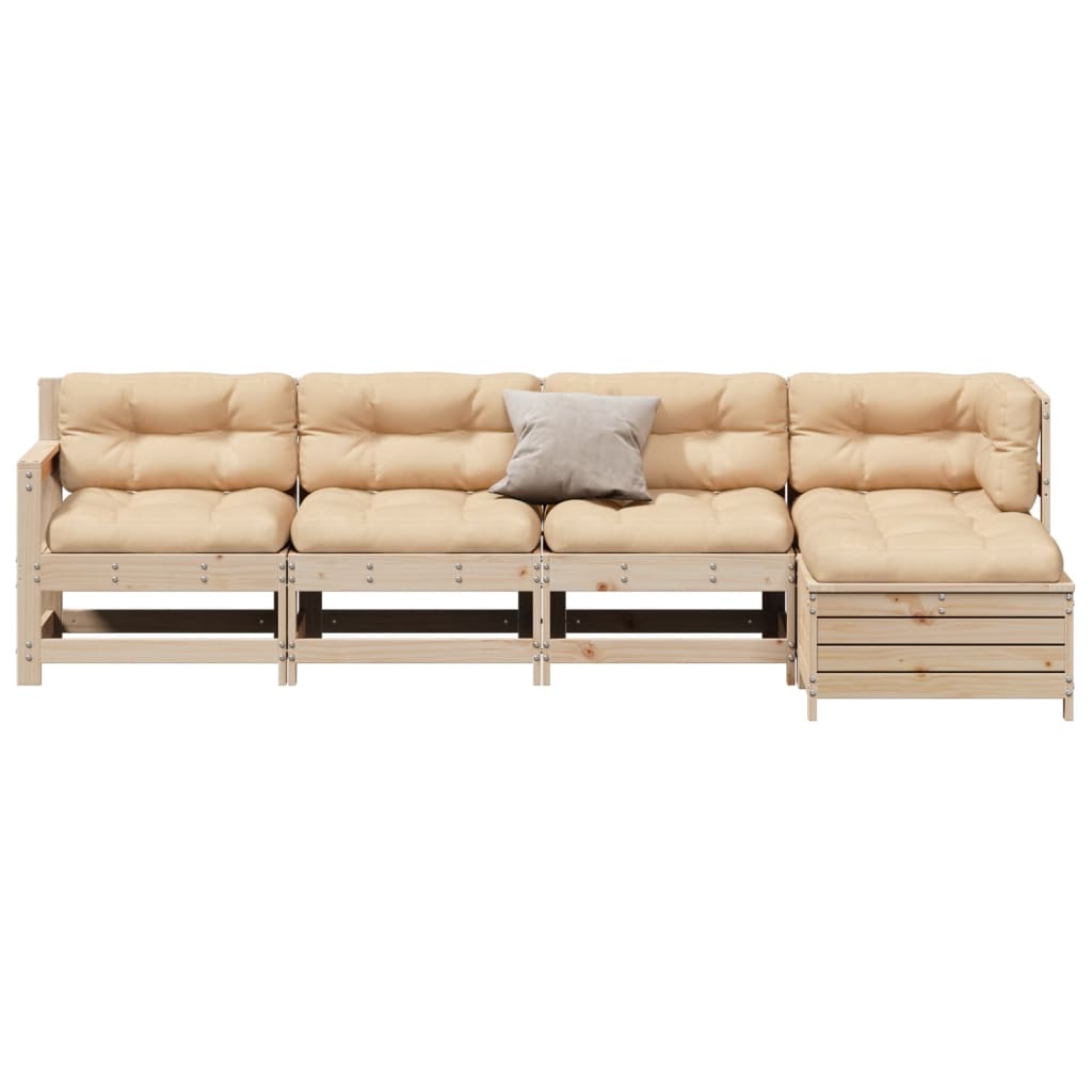5-delige Loungeset met kussens massief grenenhout is nu te koop bij PeponiXL, paradijselijk wonen!