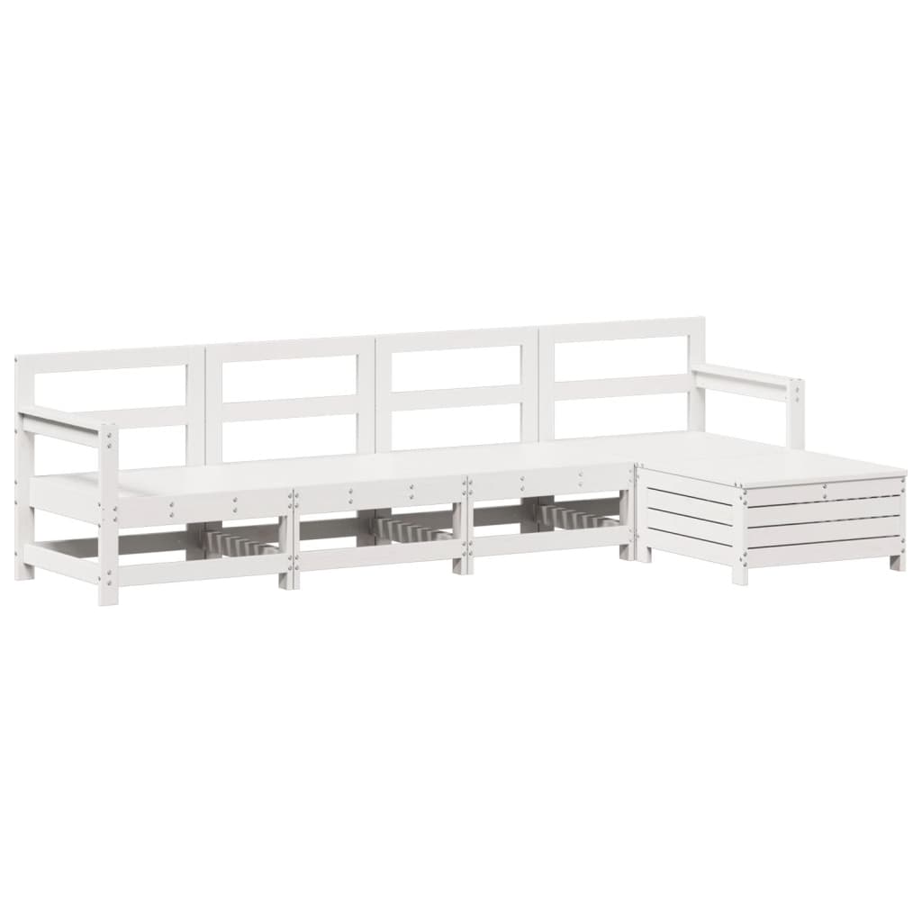 5-delige Loungeset massief grenenhout wit is nu te koop bij PeponiXL, paradijselijk wonen!