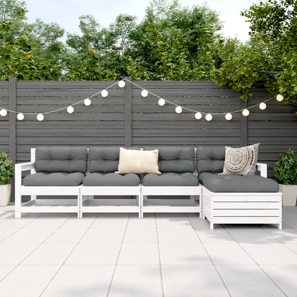 5-delige Loungeset massief grenenhout wit is nu te koop bij PeponiXL, paradijselijk wonen!