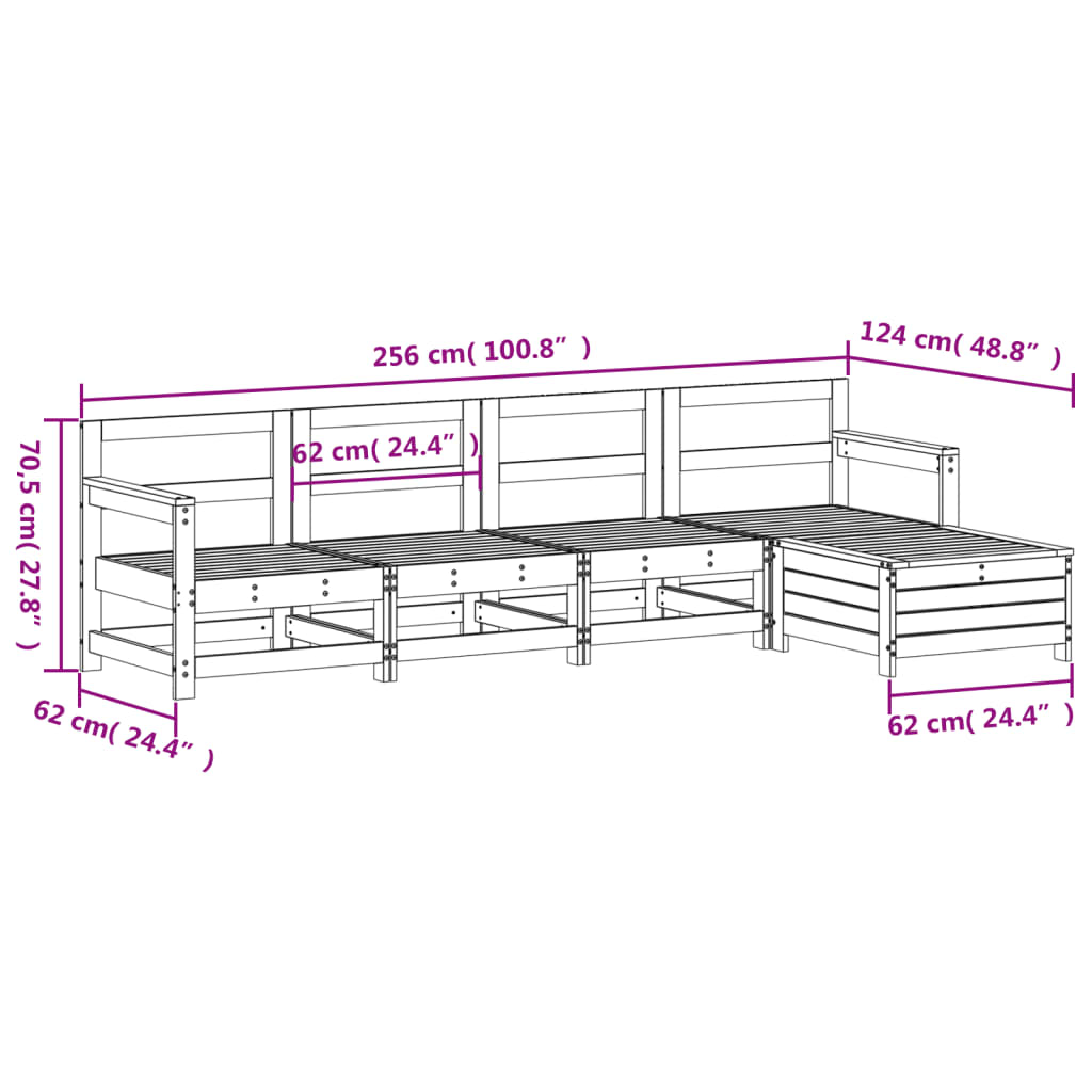 5-delige Loungeset massief grenenhout wit is nu te koop bij PeponiXL, paradijselijk wonen!