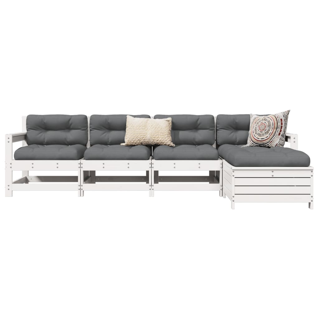 5-delige Loungeset massief grenenhout wit is nu te koop bij PeponiXL, paradijselijk wonen!