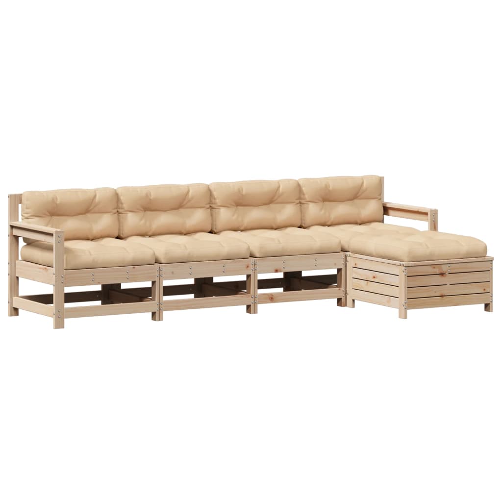 5-delige Loungeset met kussens massief grenenhout is nu te koop bij PeponiXL, paradijselijk wonen!