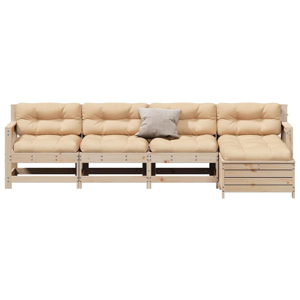 5-delige Loungeset met kussens massief grenenhout is nu te koop bij PeponiXL, paradijselijk wonen!