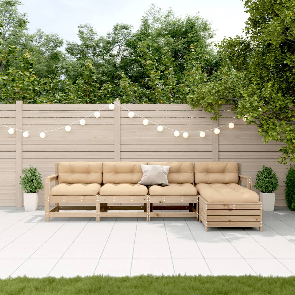 5-delige Loungeset met kussens massief grenenhout is nu te koop bij PeponiXL, paradijselijk wonen!