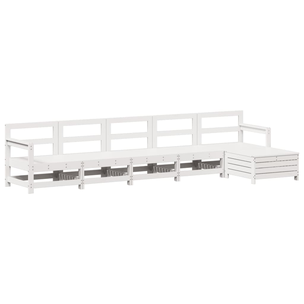 6-delige Loungeset massief grenenhout wit is nu te koop bij PeponiXL, paradijselijk wonen!