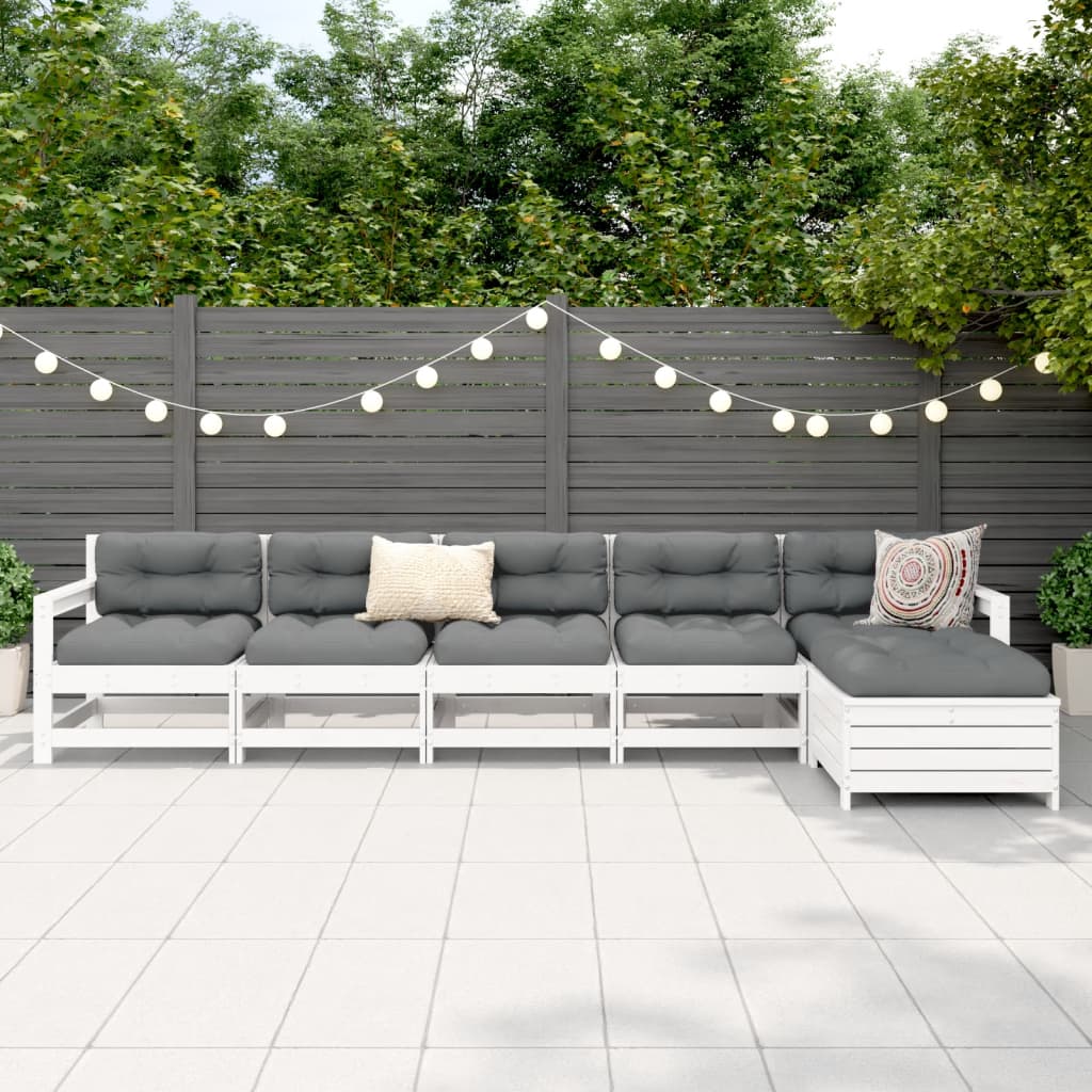 6-delige Loungeset massief grenenhout wit is nu te koop bij PeponiXL, paradijselijk wonen!