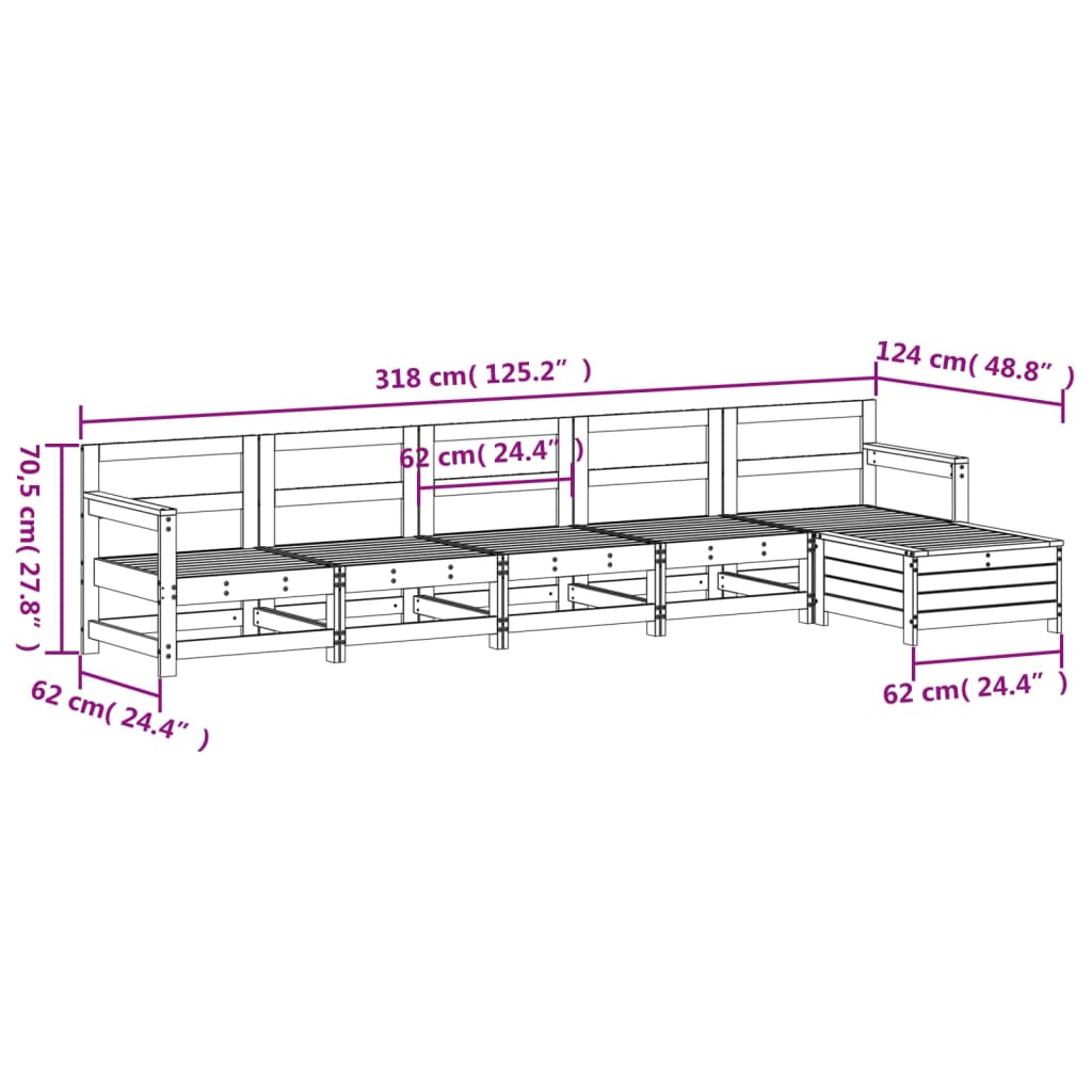6-delige Loungeset massief grenenhout wit is nu te koop bij PeponiXL, paradijselijk wonen!