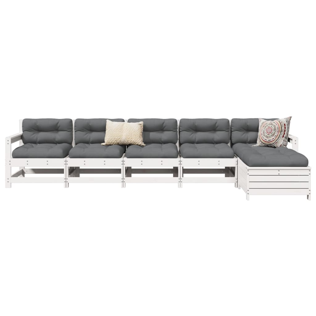 6-delige Loungeset massief grenenhout wit is nu te koop bij PeponiXL, paradijselijk wonen!