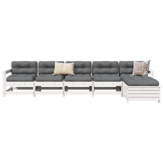 6-delige Loungeset massief grenenhout wit is nu te koop bij PeponiXL, paradijselijk wonen!