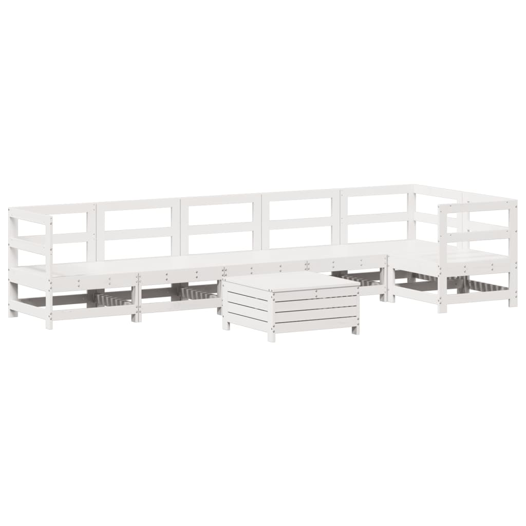7-delige Loungeset massief grenenhout wit is nu te koop bij PeponiXL, paradijselijk wonen!