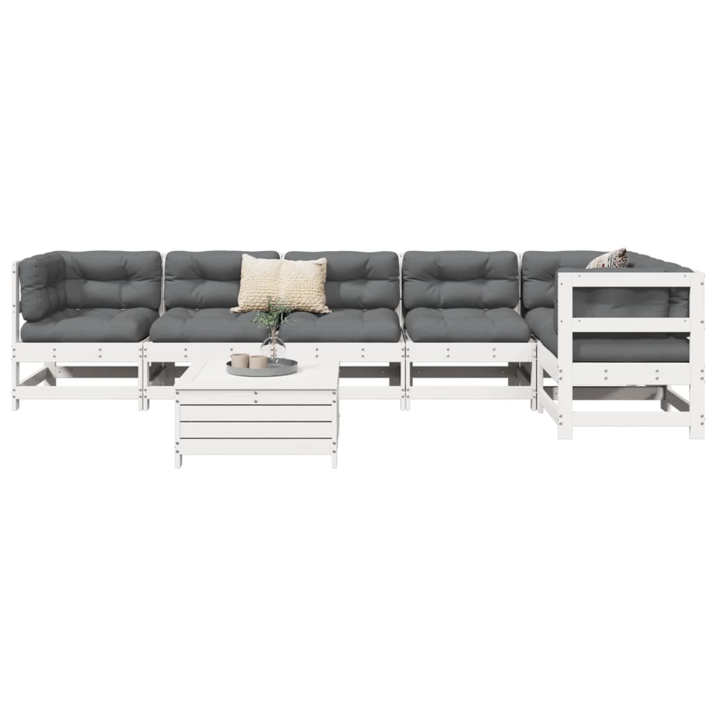 7-delige Loungeset massief grenenhout wit is nu te koop bij PeponiXL, paradijselijk wonen!