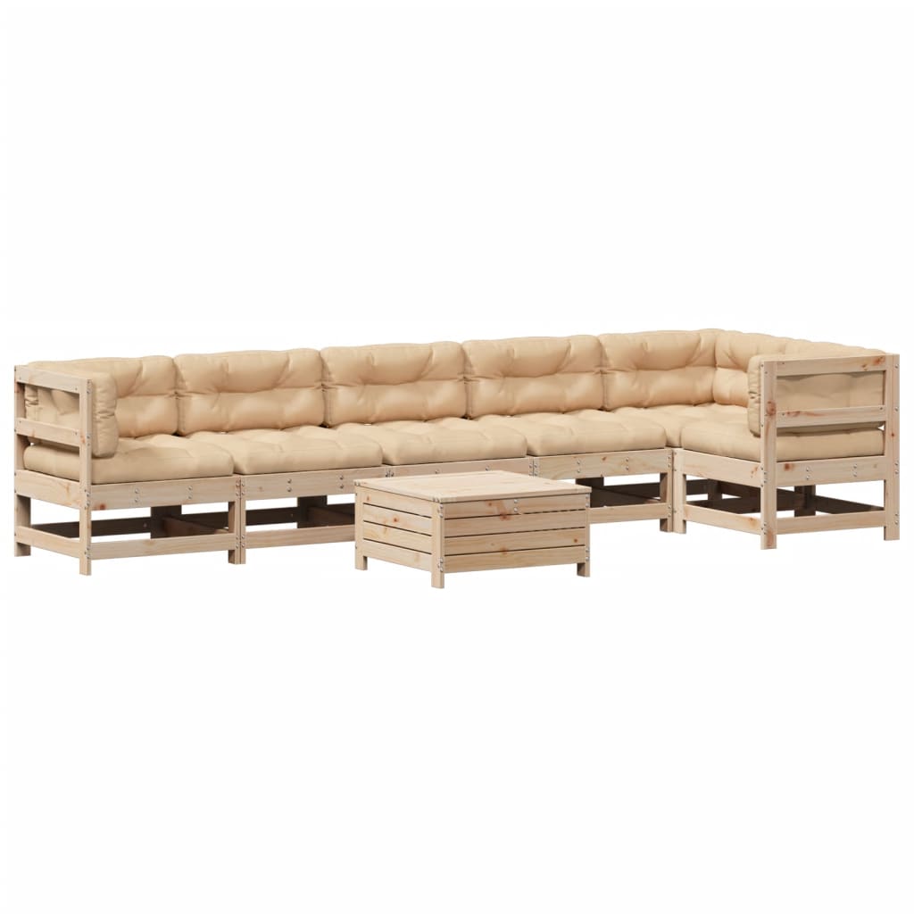 7-delige Loungeset met kussens massief grenenhout is nu te koop bij PeponiXL, paradijselijk wonen!