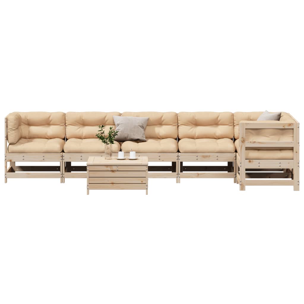7-delige Loungeset met kussens massief grenenhout is nu te koop bij PeponiXL, paradijselijk wonen!