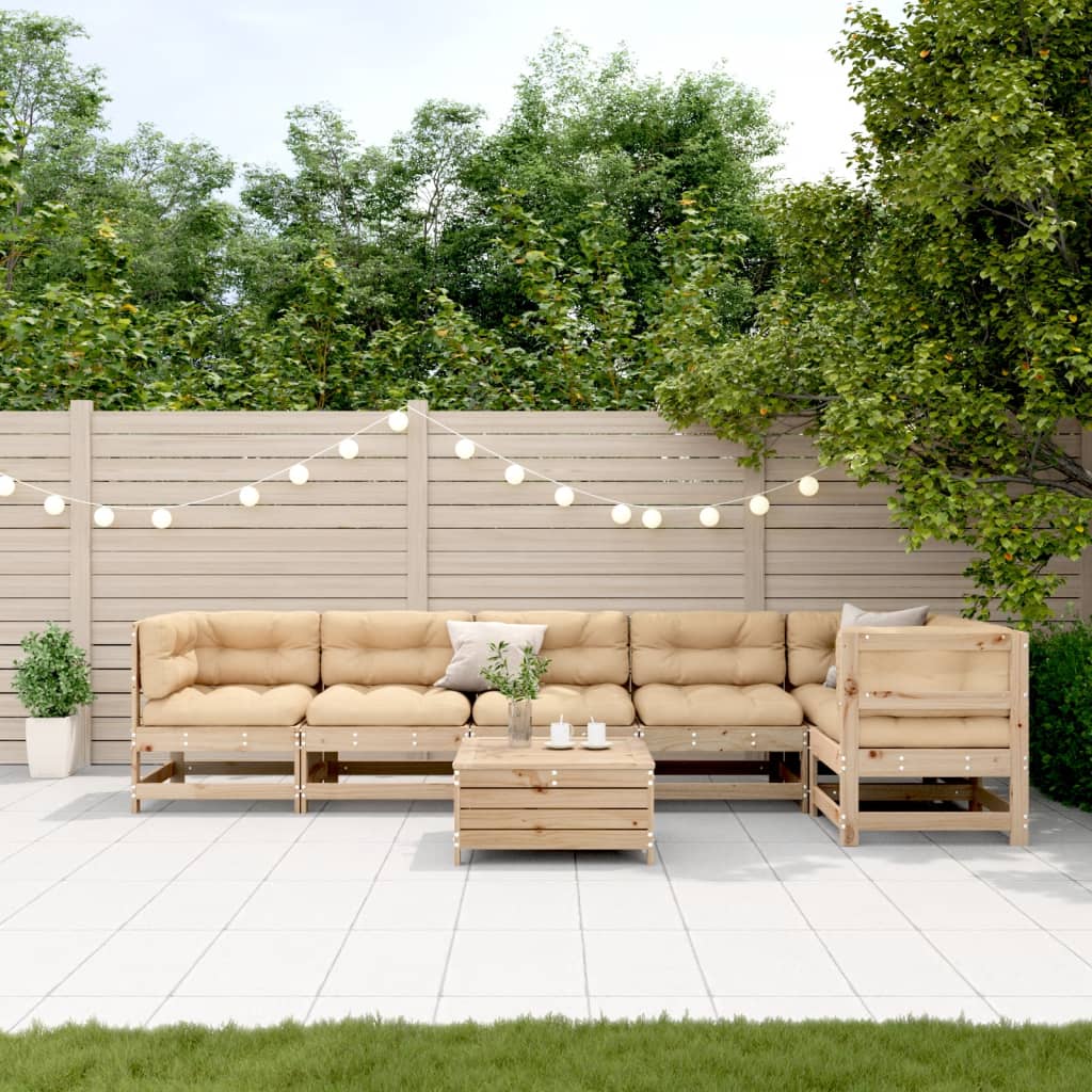 7-delige Loungeset met kussens massief grenenhout is nu te koop bij PeponiXL, paradijselijk wonen!