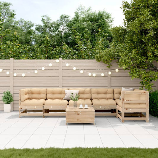7-delige Loungeset met kussens massief grenenhout is nu te koop bij PeponiXL, paradijselijk wonen!
