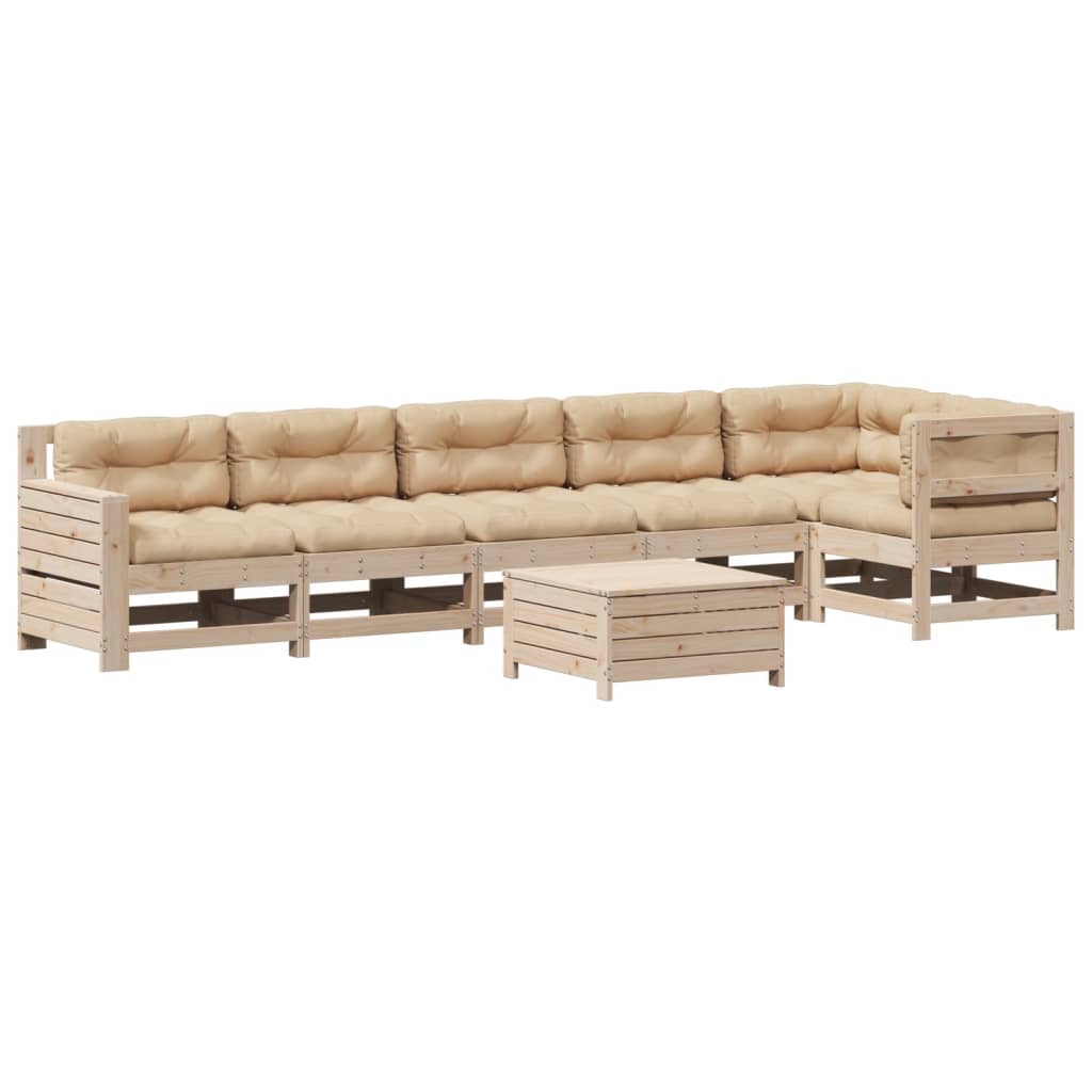 7-delige Loungeset met kussens massief grenenhout is nu te koop bij PeponiXL, paradijselijk wonen!