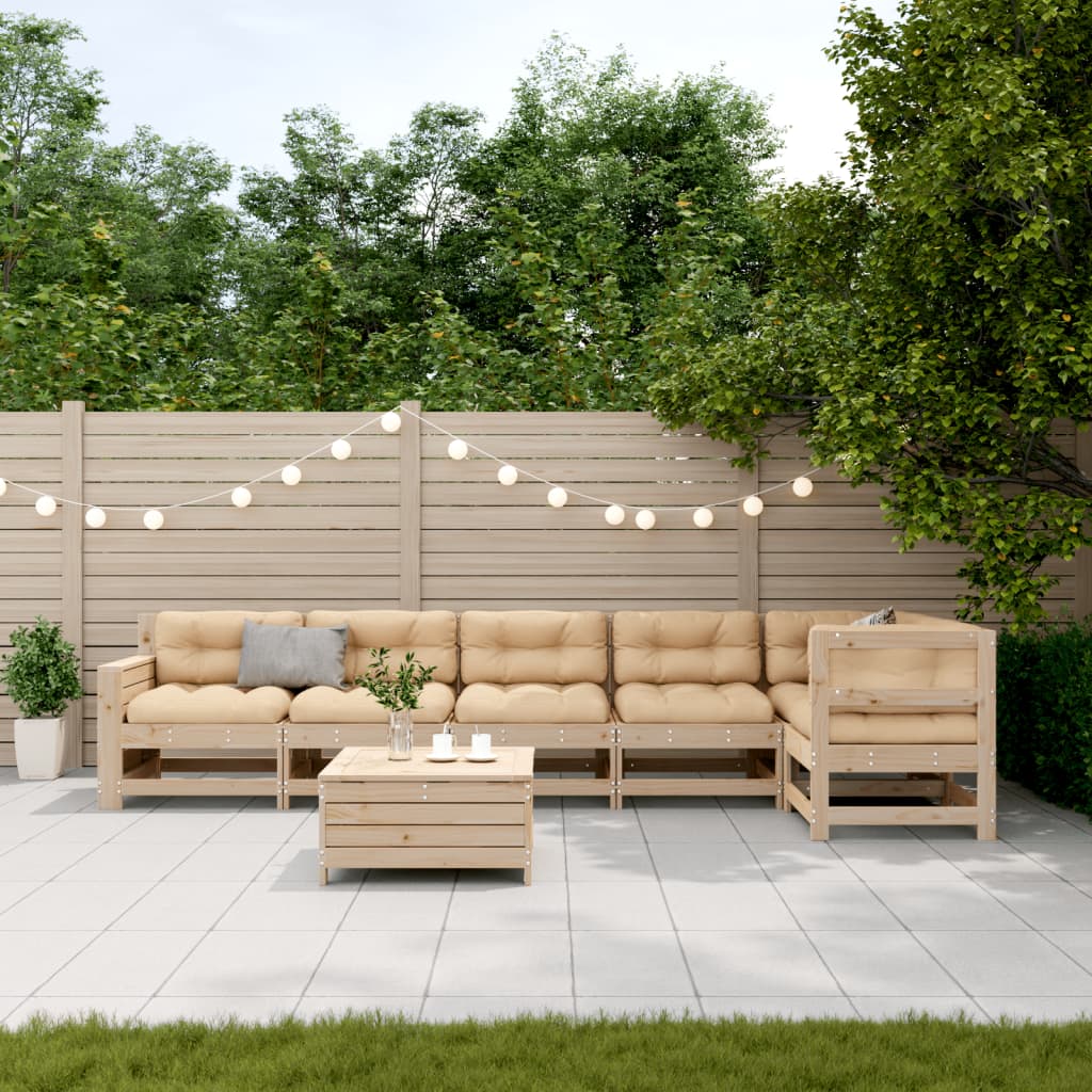 7-delige Loungeset met kussens massief grenenhout is nu te koop bij PeponiXL, paradijselijk wonen!