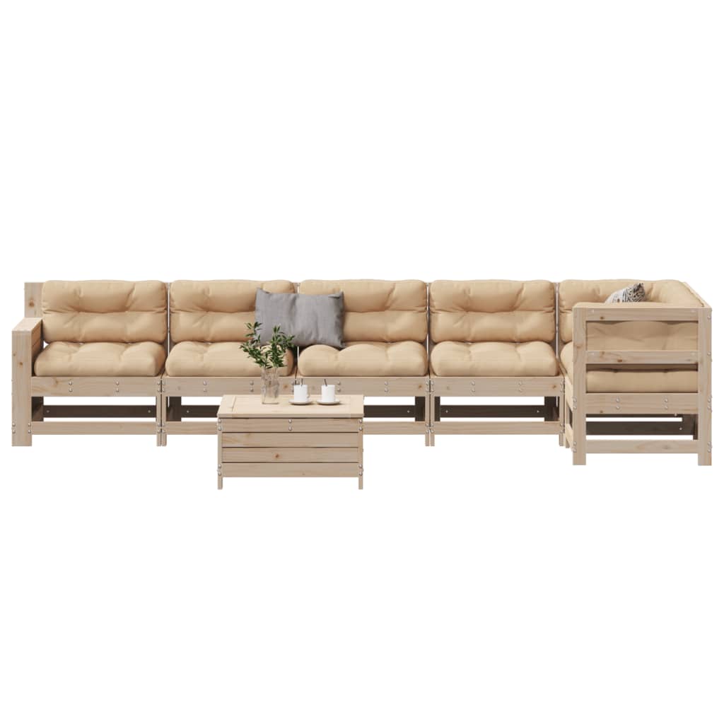 7-delige Loungeset met kussens massief grenenhout is nu te koop bij PeponiXL, paradijselijk wonen!