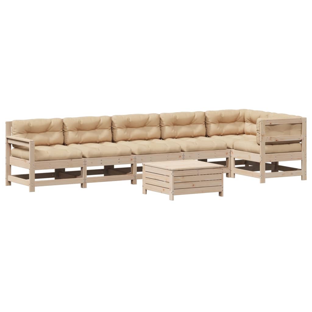 7-delige Loungeset met kussens massief grenenhout is nu te koop bij PeponiXL, paradijselijk wonen!