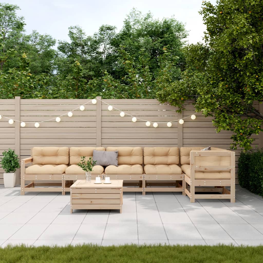 7-delige Loungeset met kussens massief grenenhout is nu te koop bij PeponiXL, paradijselijk wonen!