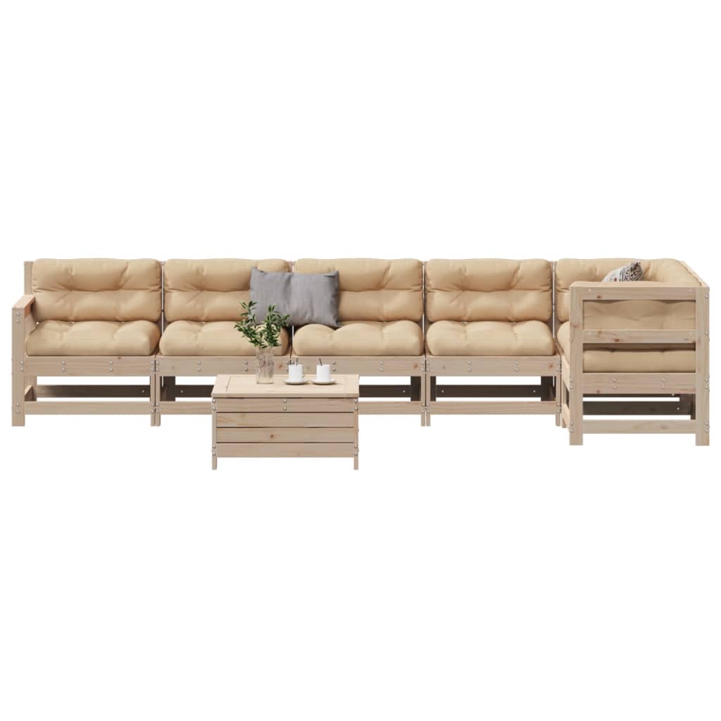 7-delige Loungeset met kussens massief grenenhout is nu te koop bij PeponiXL, paradijselijk wonen!