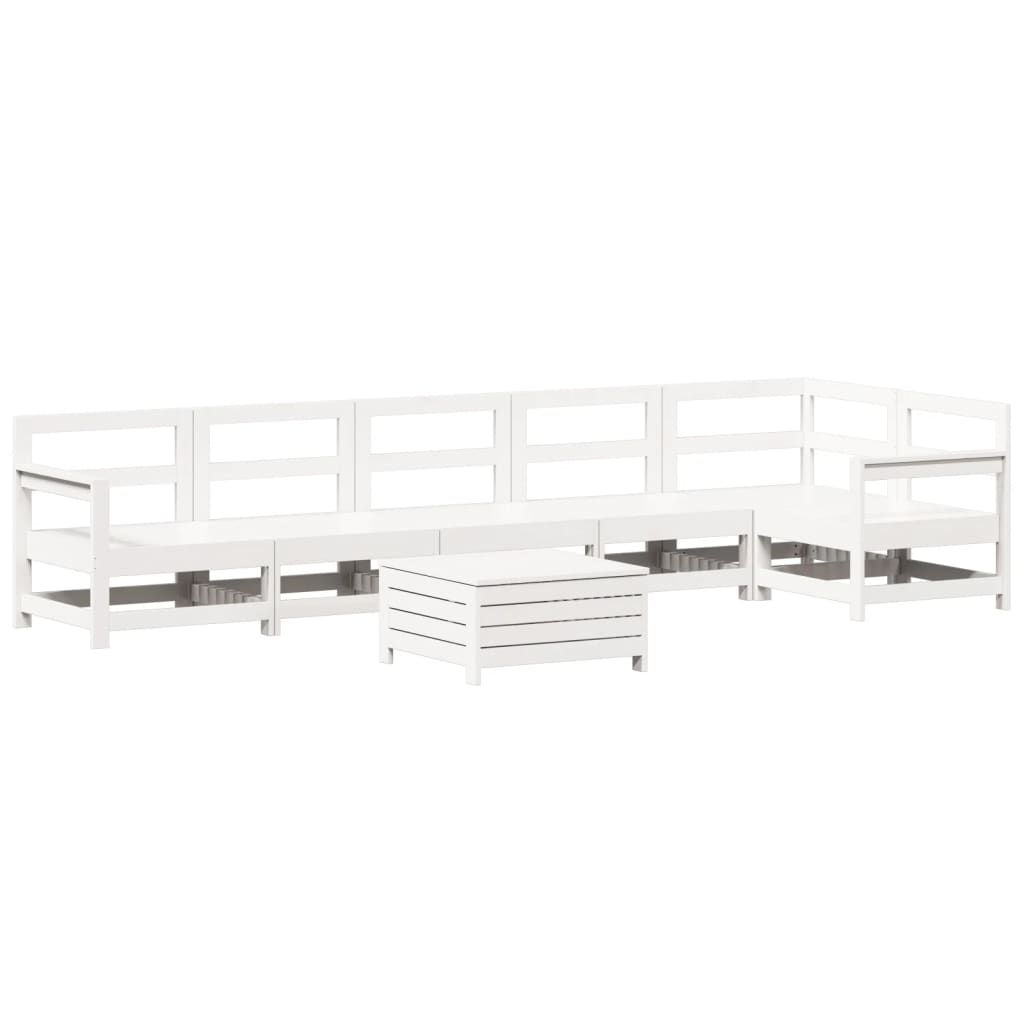 7-delige Loungeset massief grenenhout wit is nu te koop bij PeponiXL, paradijselijk wonen!