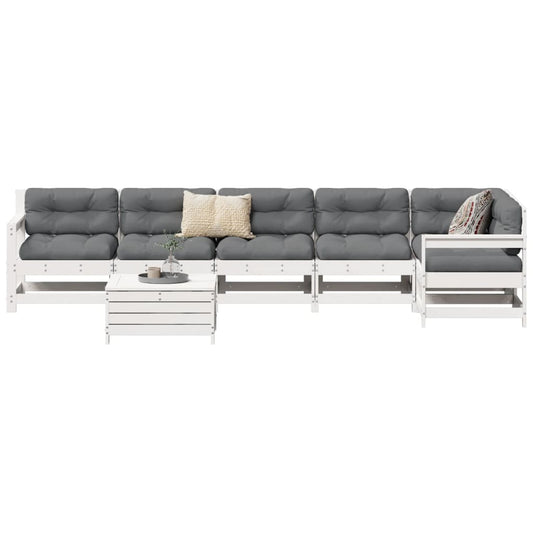 7-delige Loungeset massief grenenhout wit is nu te koop bij PeponiXL, paradijselijk wonen!