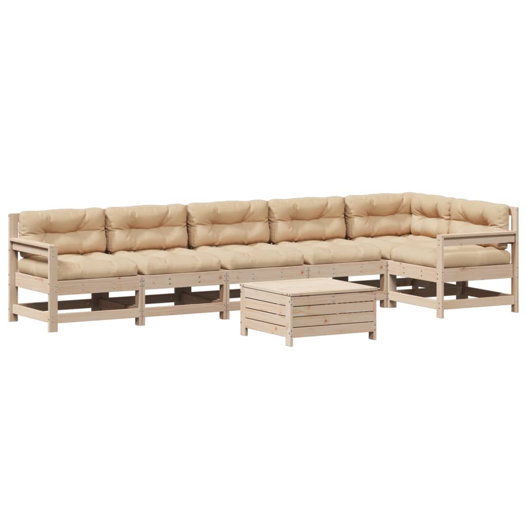 7-delige Loungeset met kussens massief grenenhout is nu te koop bij PeponiXL, paradijselijk wonen!