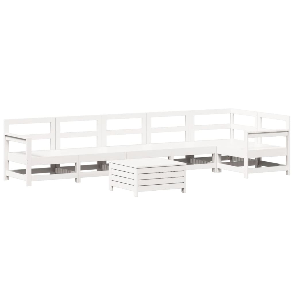 7-delige Loungeset massief grenenhout wit is nu te koop bij PeponiXL, paradijselijk wonen!