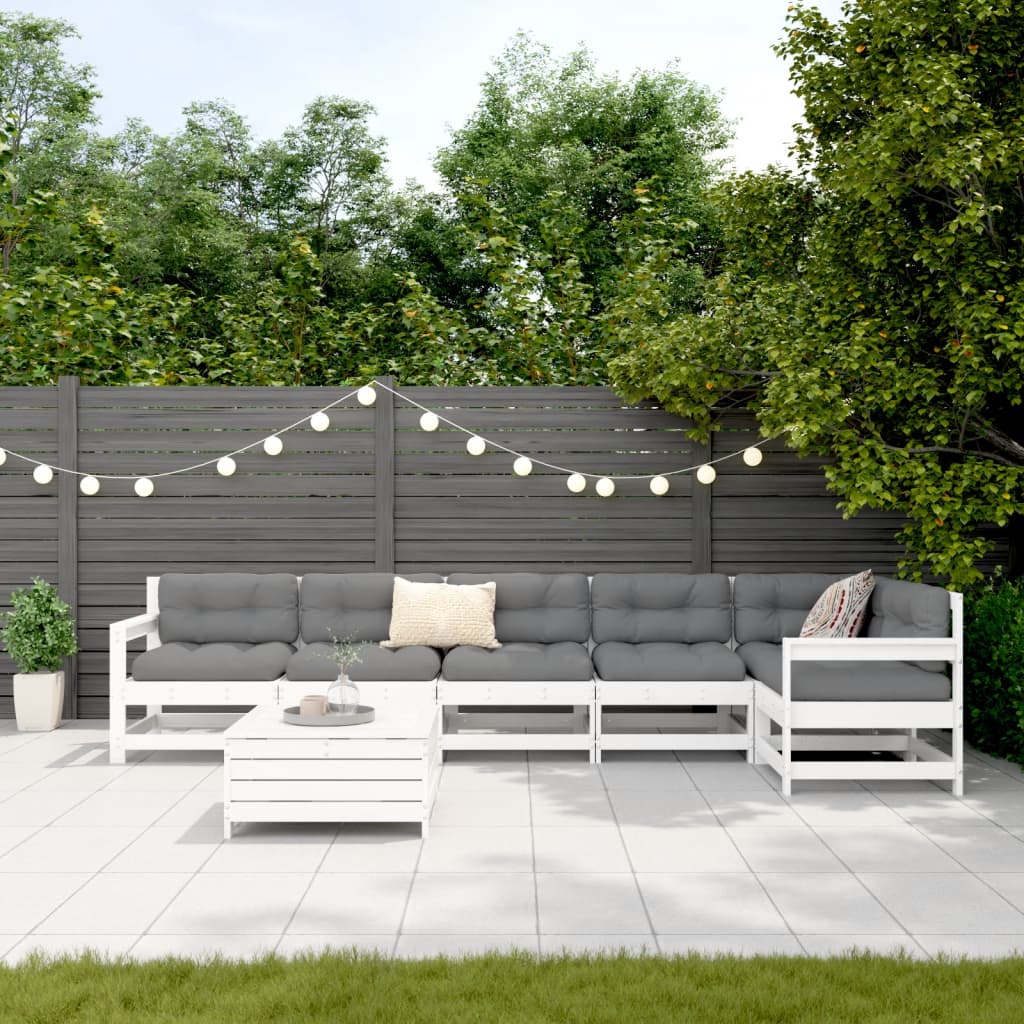 7-delige Loungeset massief grenenhout wit is nu te koop bij PeponiXL, paradijselijk wonen!