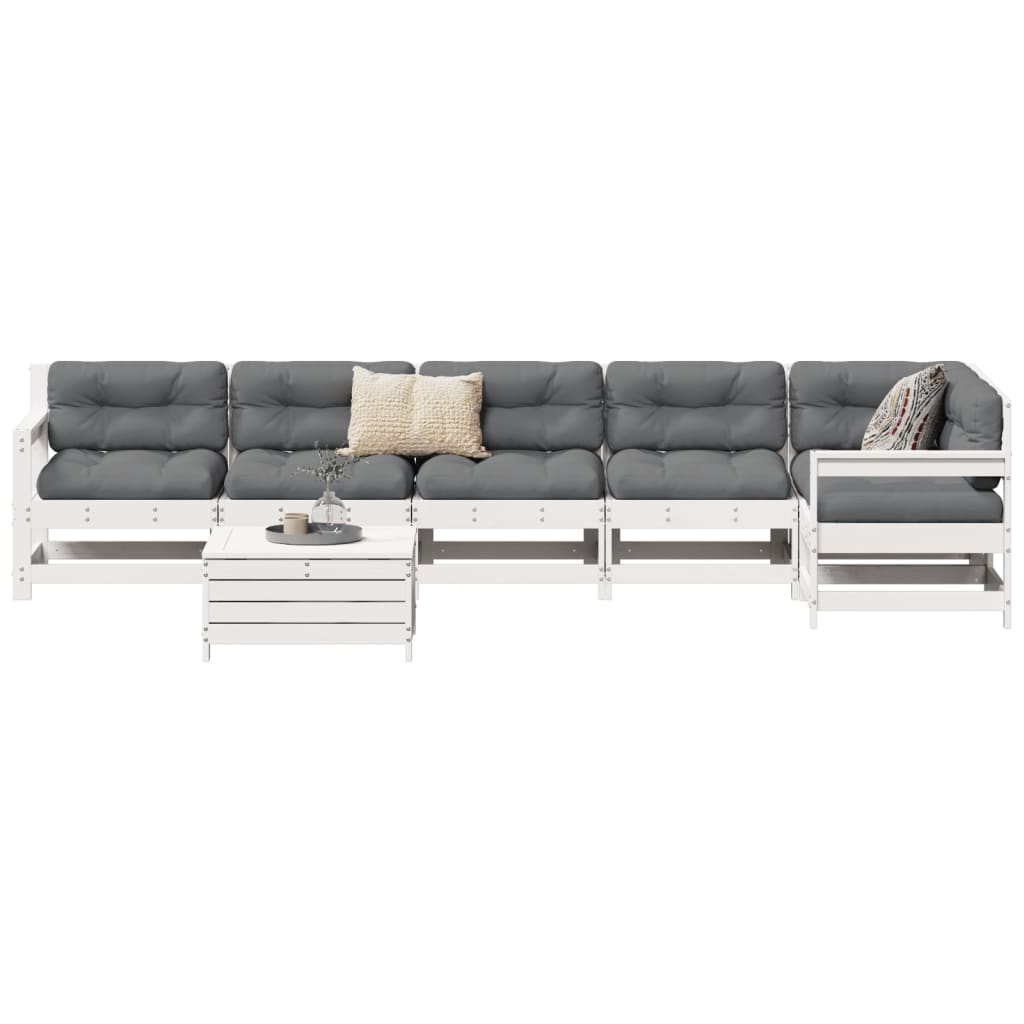 7-delige Loungeset massief grenenhout wit is nu te koop bij PeponiXL, paradijselijk wonen!