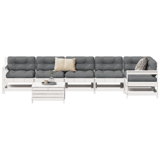 7-delige Loungeset massief grenenhout wit is nu te koop bij PeponiXL, paradijselijk wonen!