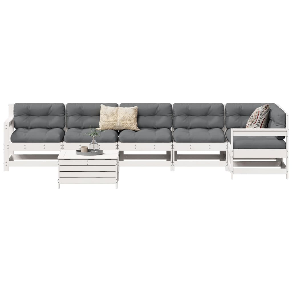 7-delige Loungeset massief grenenhout wit is nu te koop bij PeponiXL, paradijselijk wonen!