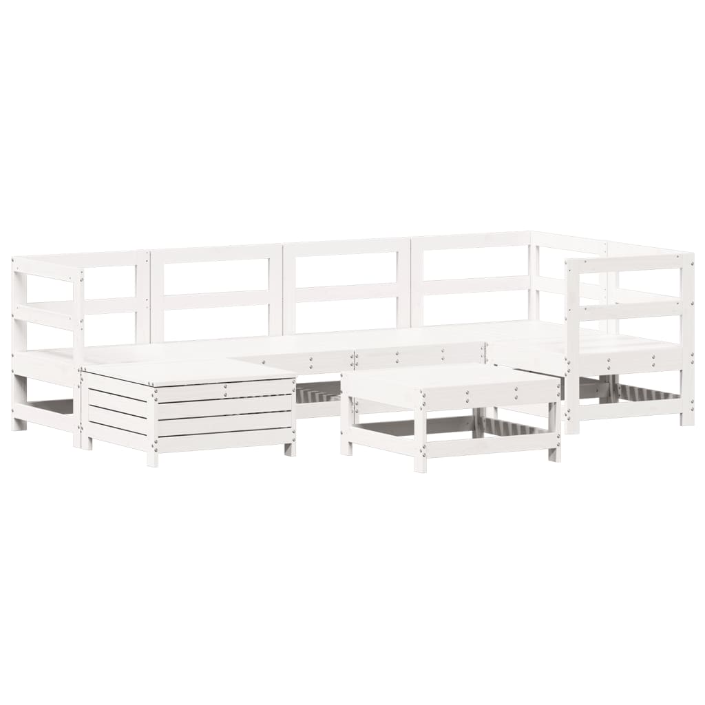 7-delige Loungeset massief grenenhout wit is nu te koop bij PeponiXL, paradijselijk wonen!