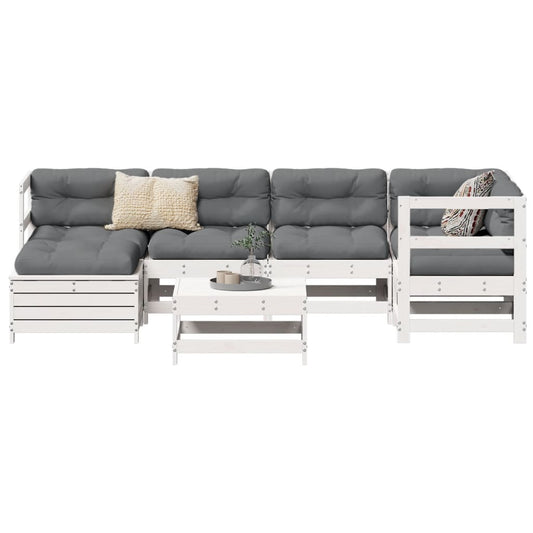7-delige Loungeset massief grenenhout wit is nu te koop bij PeponiXL, paradijselijk wonen!