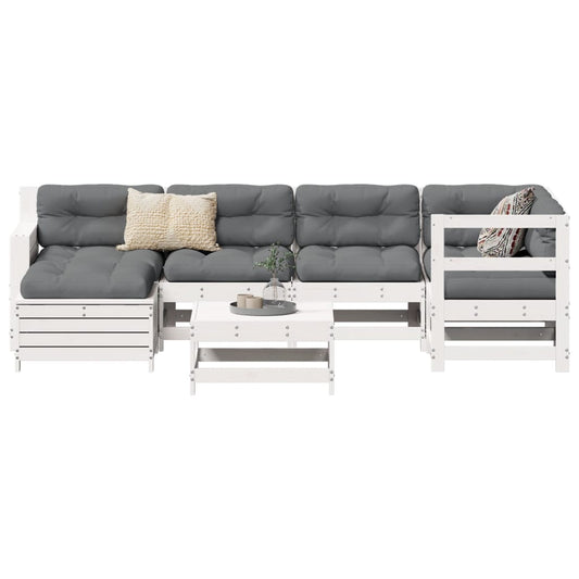 7-delige Loungeset massief grenenhout wit is nu te koop bij PeponiXL, paradijselijk wonen!