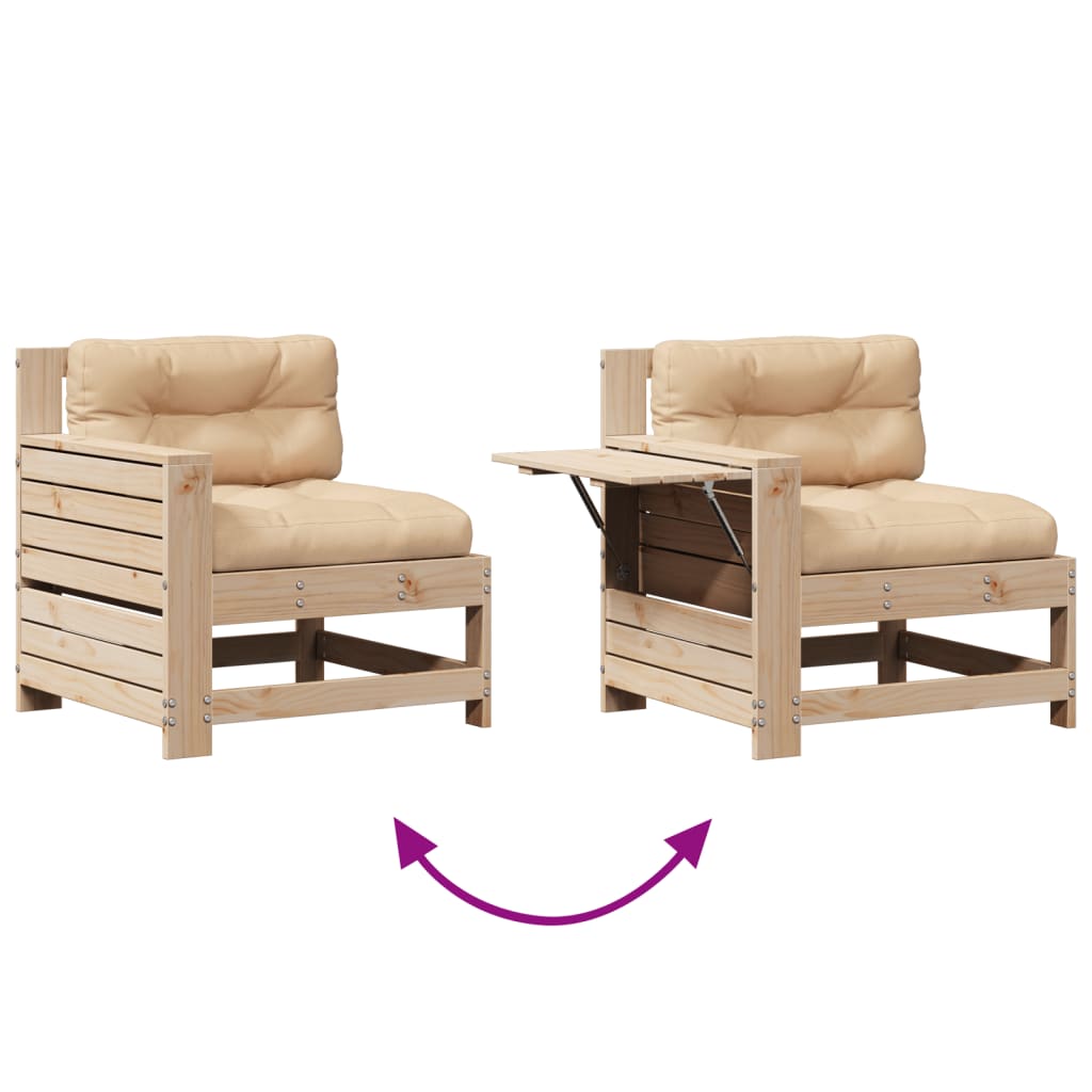 7-delige Loungeset met kussens massief grenenhout