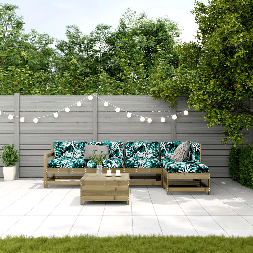 6-delige Loungeset met kussens geïmpregneerd grenenhout is nu te koop bij PeponiXL, paradijselijk wonen!