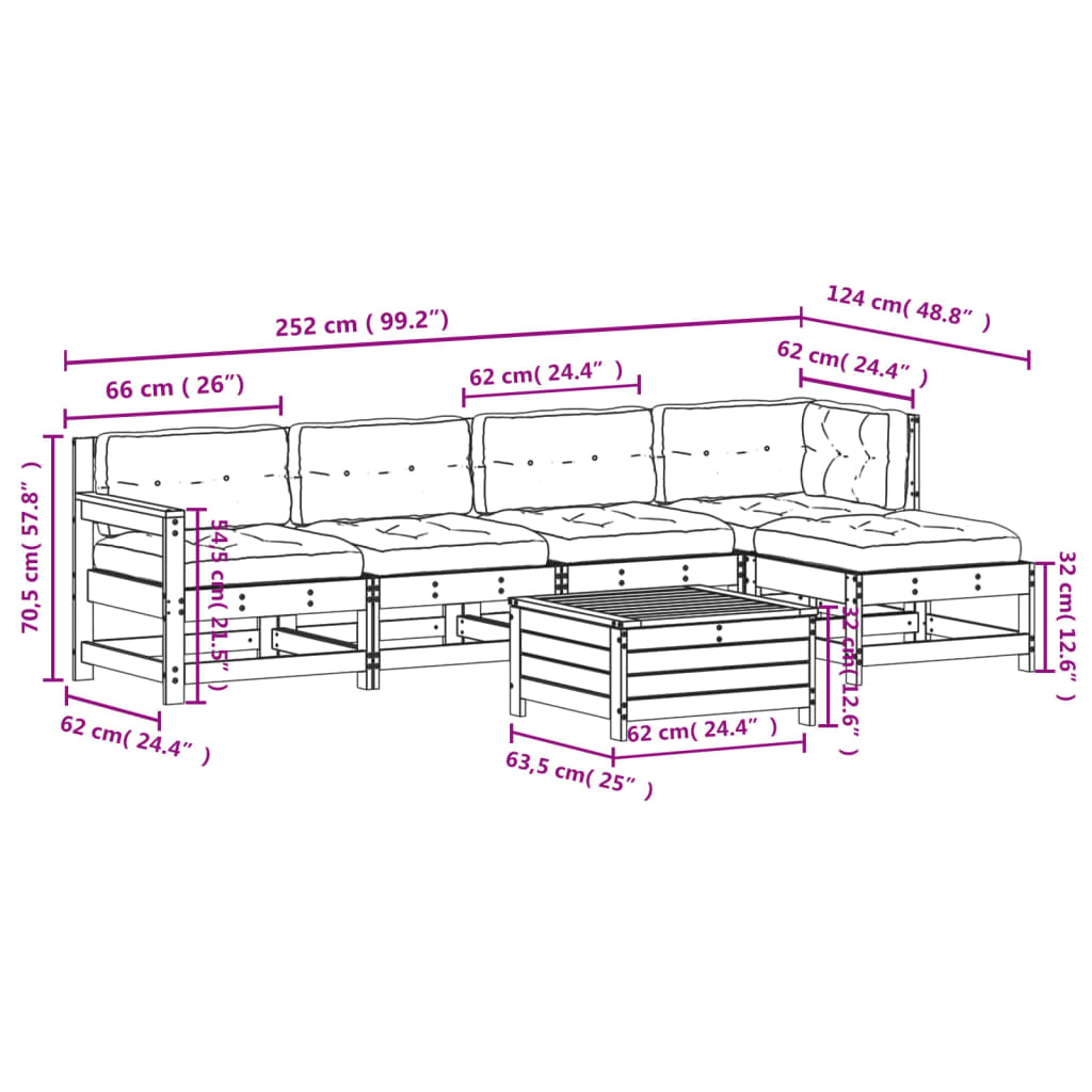 6-delige Loungeset met kussens geïmpregneerd grenenhout is nu te koop bij PeponiXL, paradijselijk wonen!
