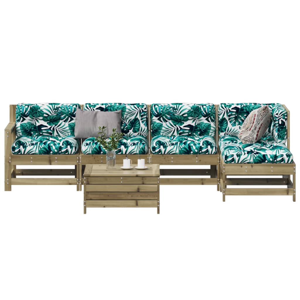 6-delige Loungeset met kussens geïmpregneerd grenenhout is nu te koop bij PeponiXL, paradijselijk wonen!